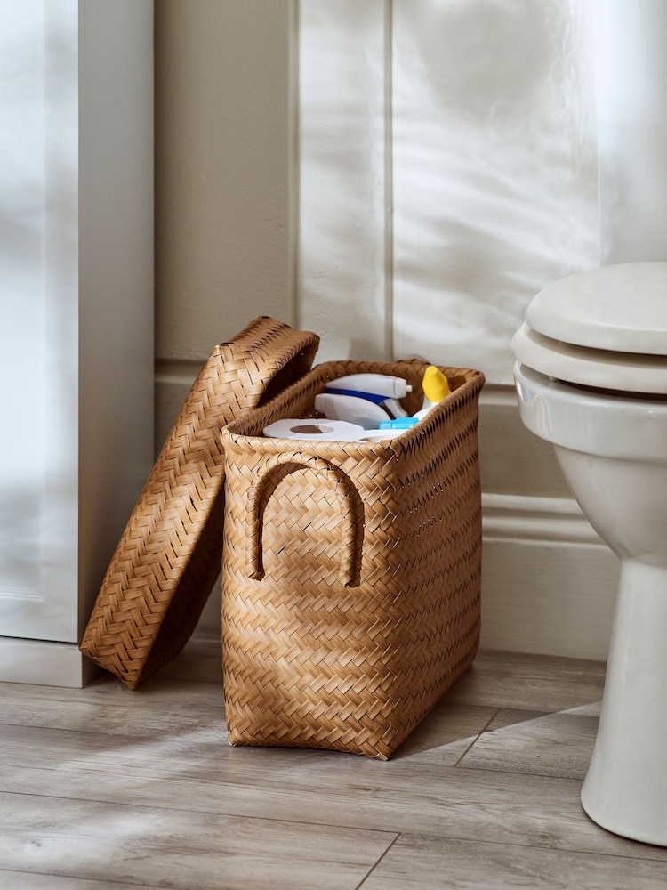 Natural Plastic Wicker Storage Basket - Image 4 of 5