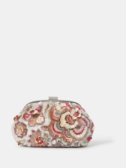 Accessorize White Floral Sequin Clutch Bag - Image 1 of 2