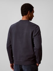 Zils - Calvin Klein kokvilnas flīsa reljefs Džemperis - Attēls 2 no 7