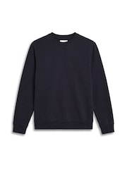 Zils - Calvin Klein kokvilnas flīsa reljefs Džemperis - Attēls 7 no 7