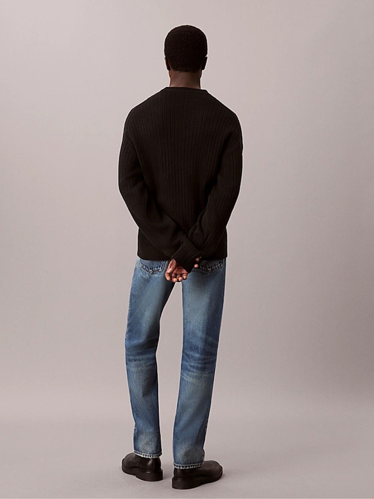 Calvin Klein Black Cotton Ribbed Jumper - Image 2 of 5 Calvin Klein Black Cotton Ribbed Jumper - Image 2 of 5