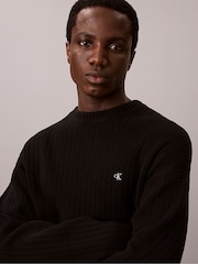 Calvin Klein Black Cotton Ribbed Jumper - Image 5 of 5