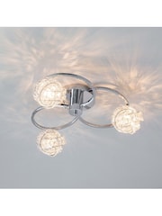 Gallery Home Chrome 3 Light Flush Lila Flush Ceiling Light - Image 1 of 5