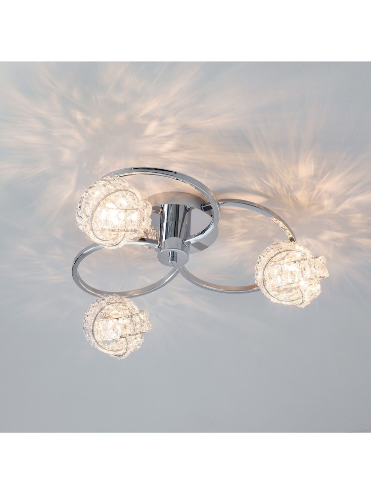 Gallery Home Chrome 3 Light Flush Lila Flush Ceiling Light - Image 1 of 5