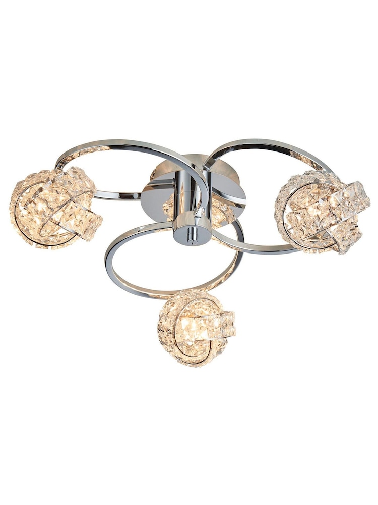 Gallery Home Chrome 3 Light Flush Lila Flush Ceiling Light - Image 5 of 5