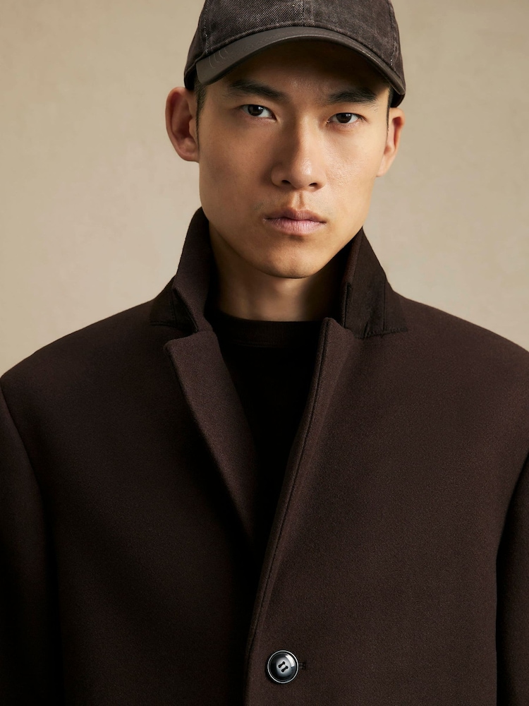 River Island Brown Single Breasted Overcoat - Image 4 of 4