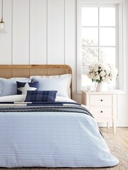 Helena Springfield Blue Ticking Stripe Duvet Cover and Pillowcase Set - Image 1 of 4