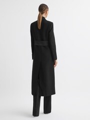 Reiss Black Maeve Relaxed Fit Wool Satin Double Breasted Coat - Image 5 of 5