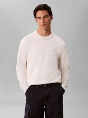 Calvin Klein White Classic Cotton Monogram Jumper - Image 1 of 6