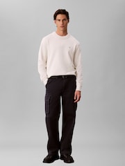 Calvin Klein White Classic Cotton Monogram Jumper - Image 5 of 6