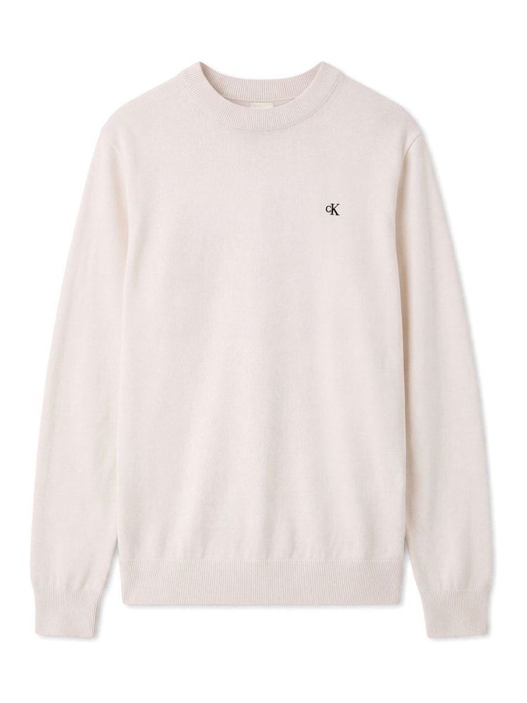 Calvin Klein White Classic Cotton Monogram Jumper - Image 6 of 6 Calvin Klein White Classic Cotton Monogram Jumper - Image 6 of 6