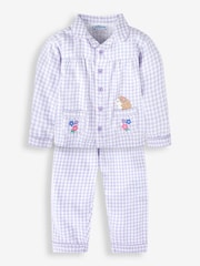 JoJo Maman Bébé Lilac Hedgehog Check Pyjamas - Image 1 of 6