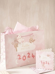 Pink Girl Born in 2024 Gift Bag and Card Set - Image 1 of 4