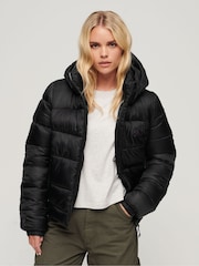 Superdry Black Sports Puffer Bomber Jacket - Image 1 of 7