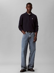 Calvin Klein Blue Cotton Terry Polo Sweatshirt - Image 2 of 5