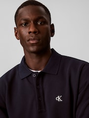 Calvin Klein Blue Cotton Terry Polo Sweatshirt - Image 3 of 5