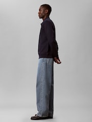 Calvin Klein Blue Cotton Terry Polo Sweatshirt - Image 4 of 5