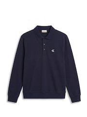Calvin Klein Blue Cotton Terry Polo Sweatshirt - Image 5 of 5