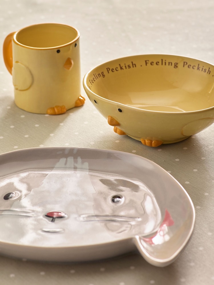 Set of 3 Grey Kids Bunny and Chick Dining Set - Image 3 of 4