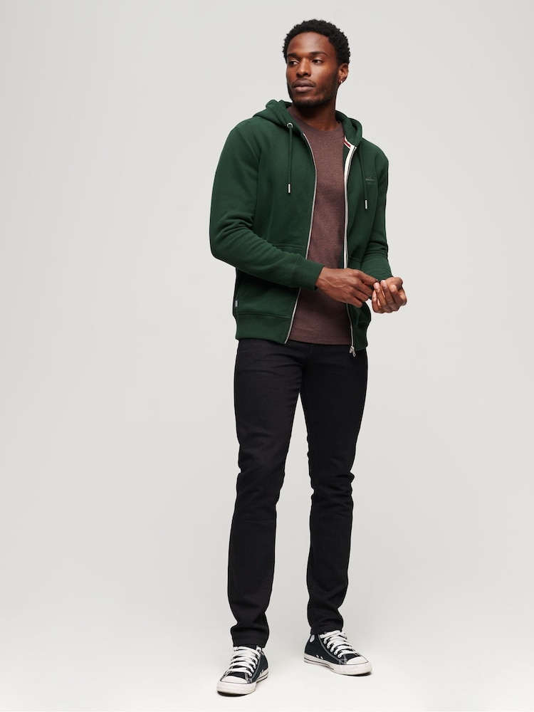 Superdry Green Essential Logo Zip-Up Hoodie - Image 1 of 1