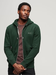 Superdry Green Essential Logo Zip-Up Hoodie - Image 3 of 6