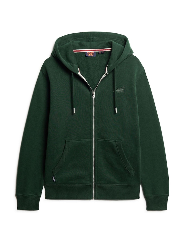 Superdry Green Essential Logo Zip-Up Hoodie - Image 6 of 6