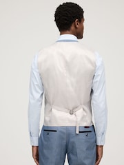 Light Blue Slim Fit Trimmed Suit Waistcoat - Image 3 of 8