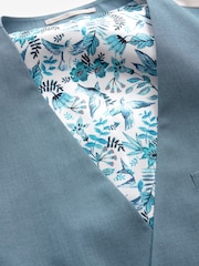 Light Blue Slim Fit Trimmed Suit Waistcoat - Image 6 of 8