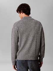 Calvin Klein Grey Heathered Cotton Zip Cardigan - Image 2 of 7