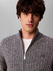 Calvin Klein Grey Heathered Cotton Zip Cardigan - Image 4 of 7