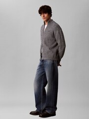 Calvin Klein Grey Heathered Cotton Zip Cardigan - Image 6 of 7