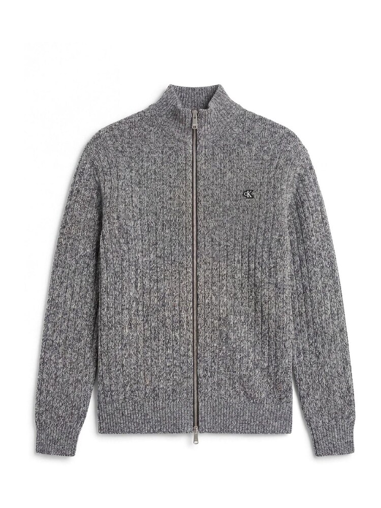 Calvin Klein Grey Heathered Cotton Zip Cardigan - Image 7 of 7 Calvin Klein Grey Heathered Cotton Zip Cardigan - Image 7 of 7