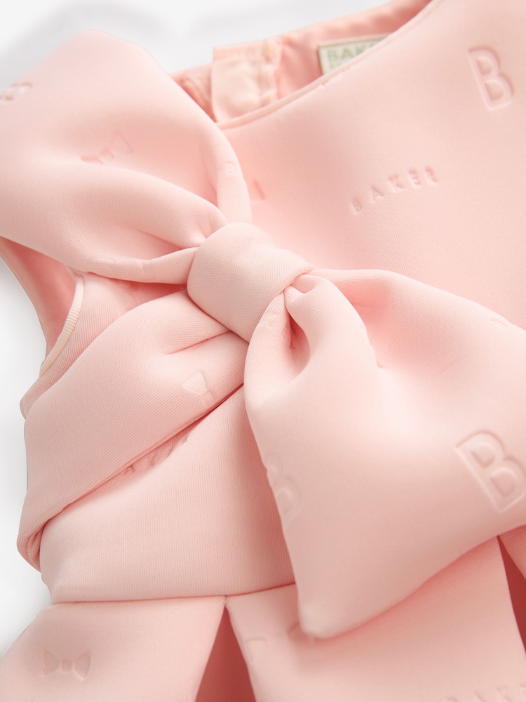 Baker by Ted Baker Bow Embossed Scuba Pink Dress - Image 7 of 7
