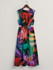 GANT Floral Print Sleeveless Midi Black Dress - Image 6 of 6