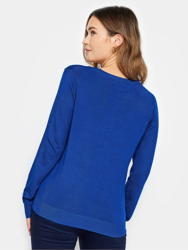 M&Co Cobalt Blue Petite Crew Neck Jumper - Image 2 of 4