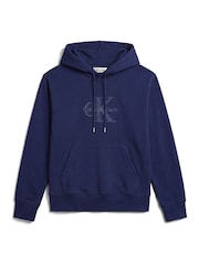 Calvin Klein Blue Premium Terry Denim Logo Hoodie - Image 6 of 6