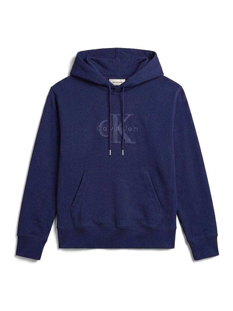 Calvin Klein Blue Premium Terry Denim Logo Hoodie - Image 6 of 6 Calvin Klein Blue Premium Terry Denim Logo Hoodie - Image 6 of 6