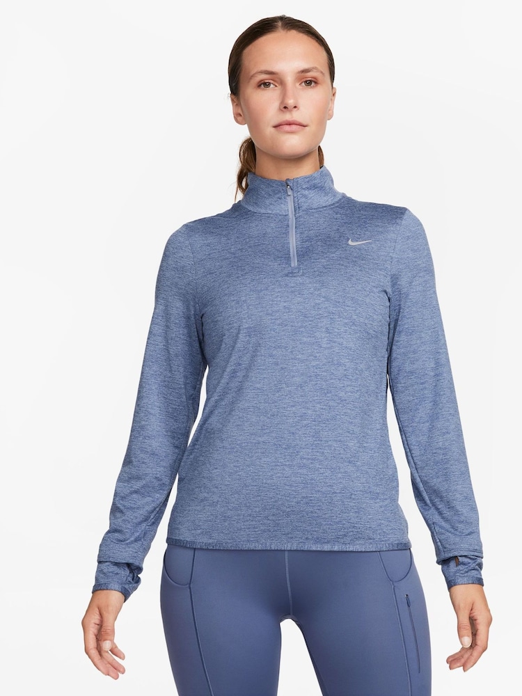 Nike Blue Dri-FIT Swift Element UV Half Zip Running Top - Image 1 of 6