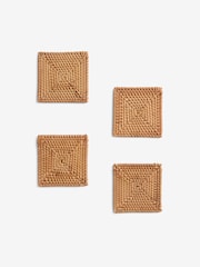 French Connection Natural Rattan Hand Woven Set of 4 Coasters - Image 2 of 2