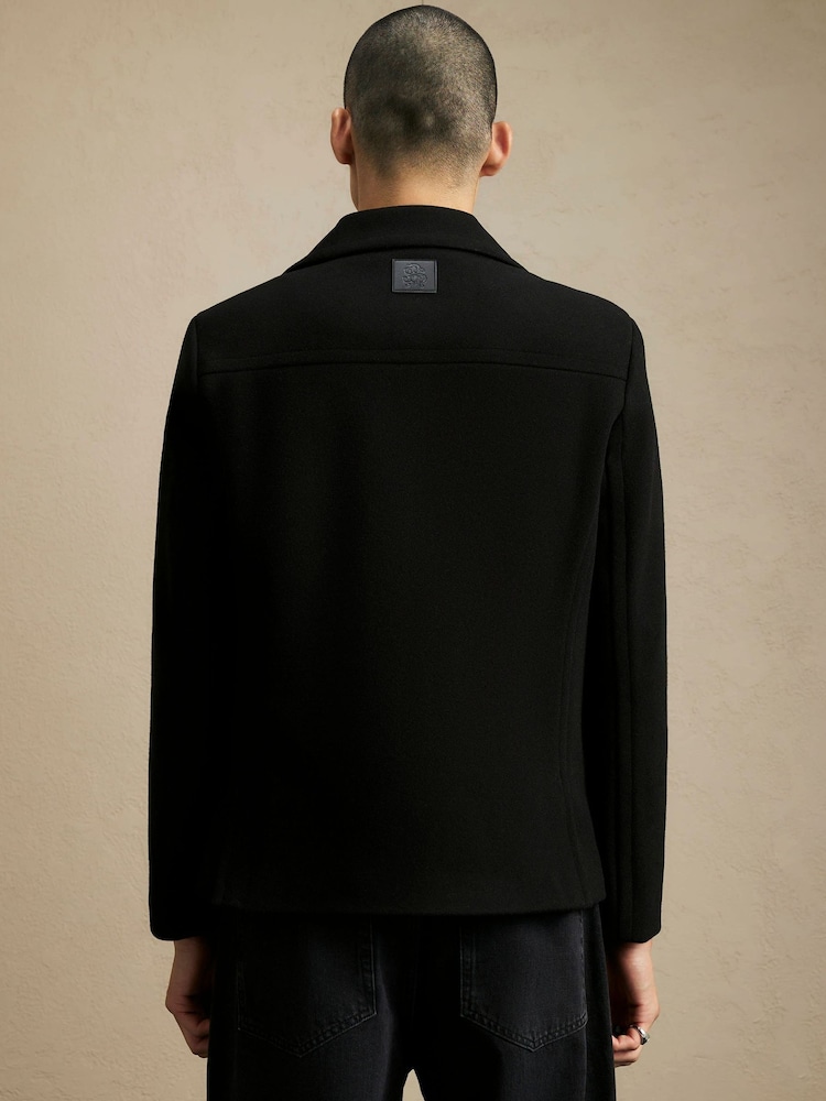 River Island Black Asymmetric Single Breasted Peacoat - Image 4 of 4
