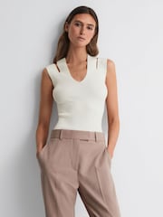 Reiss White Nina Fitted Double Strap Knit Vest - Image 1 of 5