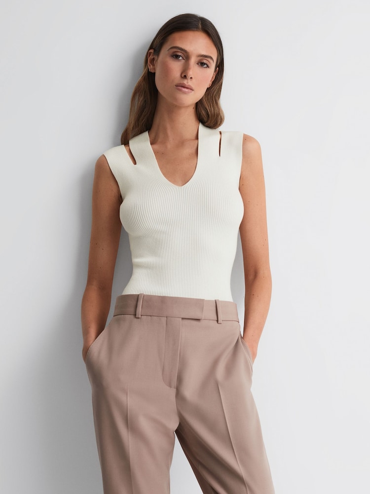 Reiss White Nina Fitted Double Strap Knit Vest - Image 1 of 5