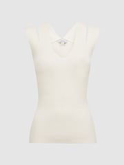 Reiss White Nina Fitted Double Strap Knit Vest - Image 2 of 5