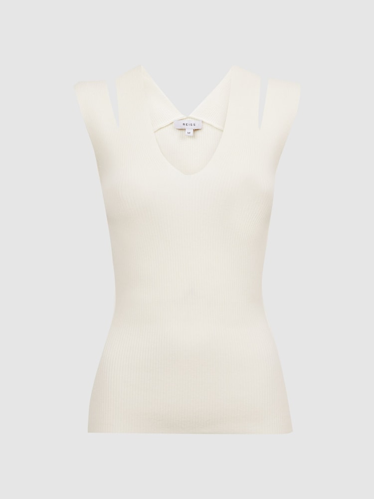Reiss White Nina Fitted Double Strap Knit Vest - Image 2 of 5