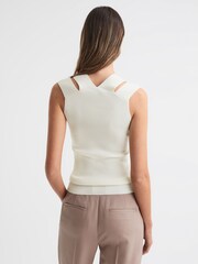 Reiss White Nina Fitted Double Strap Knit Vest - Image 5 of 5