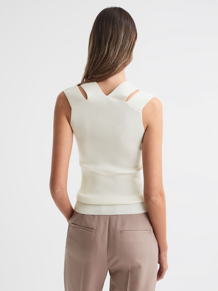 Reiss White Nina Fitted Double Strap Knit Vest - Image 5 of 5