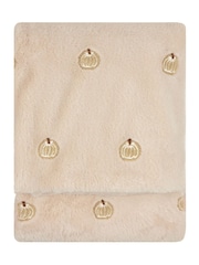Manta de pelo sintético bordada con diseño otoñal de calabazas de Furn - Imagen 4 de 4