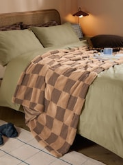 Furn Chocolate Truffle Fur Boucle Check Throw - Image 1 of 3