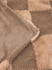 Furn Chocolate Truffle Fur Boucle Check Throw - Image 3 of 3