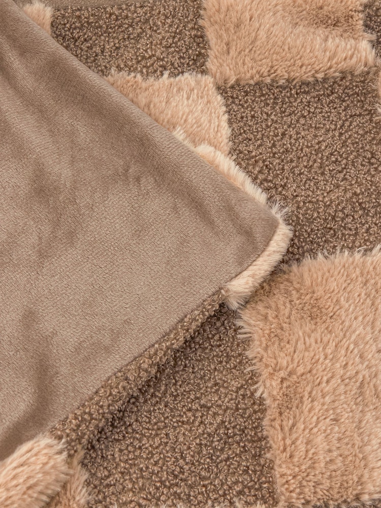 Furn Chocolate Truffle Fur Boucle Check Throw - Image 3 of 3 Furn Chocolate Truffle Fur Boucle Check Throw - Image 3 of 3